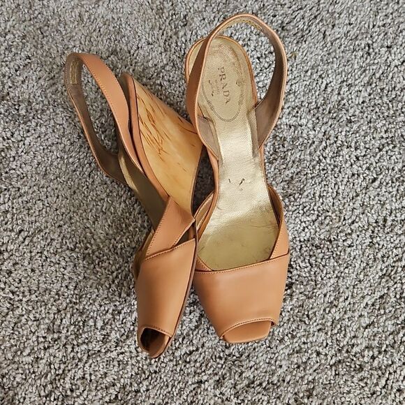 Prada Leather Wedge Heels 37 - Picture 1 of 7